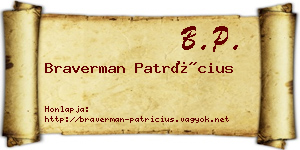 Braverman Patrícius névjegykártya